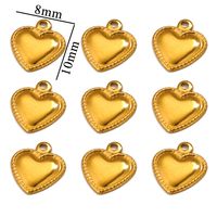 50 Pcs/package Simple Style Heart Shape Stainless Steel Plating Pendant Jewelry Accessories main image 2