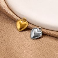 50 Pcs/package Simple Style Heart Shape Stainless Steel Plating Pendant Jewelry Accessories main image 3