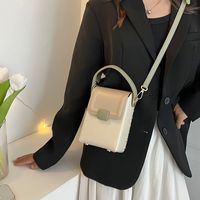 Women's Pu Leather Color Block Vintage Style Classic Style Sewing Thread Square Flip Cover Shoulder Bag sku image 2