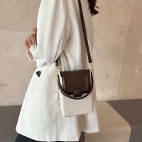Women's Pu Leather Color Block Vintage Style Classic Style Sewing Thread Square Flip Cover Shoulder Bag sku image 4