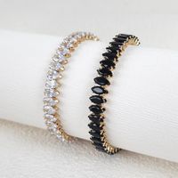 Elegant Solid Color Copper Plating Inlay Zircon Gold Plated Bangle main image 1