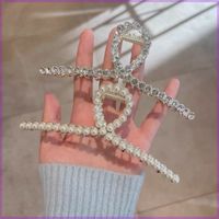 Women's Simple Style Solid Color Metal Plating Inlay Rhinestones Pearl Hair Claws main image 5