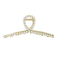 Women's Simple Style Solid Color Metal Plating Inlay Rhinestones Pearl Hair Claws main image 4