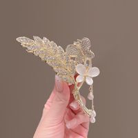 Women's IG Style Sweet Butterfly Grain Alloy Plating Inlay Rhinestones Pearl Hair Claws sku image 1
