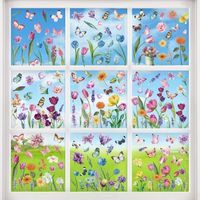 Chinoiserie Casual Color Block Plant PVC Window Stickers Wall Art main image 3