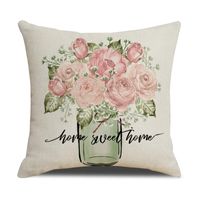 Simple Style Letter Plant Linen Pillow Cases main image 2