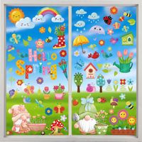 Casual Pastoral Color Block Plant PVC Window Stickers Wall Art main image 3