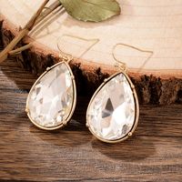 1 Pair IG Style Elegant Water Droplets Alloy Rhinestones Drop Earrings main image 4