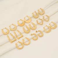 1 Pair Simple Style Geometric Plating Stainless Steel 18K Gold Plated Hoop Earrings main image 1