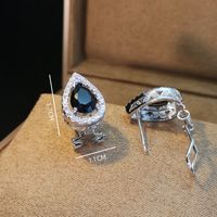 1 Pair Elegant Shiny Water Droplets Inlay Copper Artificial Gemstones Zircon Ear Studs main image 2