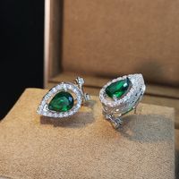 1 Pair Elegant Shiny Water Droplets Inlay Copper Artificial Gemstones Zircon Ear Studs sku image 2