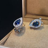 1 Pair Elegant Shiny Water Droplets Inlay Copper Artificial Gemstones Zircon Ear Studs sku image 4