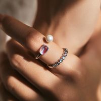 Sterling Silver Ig Style Elegant Round Plating Inlay Moonstone Rings main image 1