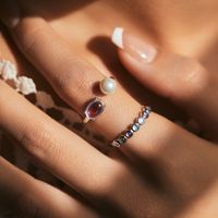 Sterling Silver Ig Style Elegant Round Plating Inlay Moonstone Rings main image 3