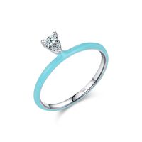 Sterling Silver Ig Style Sweet Square Water Droplets Epoxy Plating Zircon Rings sku image 11