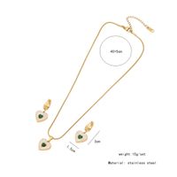 304 Stainless Steel Copper 18K Gold Plated Casual Simple Style Plating Inlay Heart Shape Crystal Shell Jewelry Set main image 2