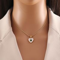304 Stainless Steel Copper 18K Gold Plated Casual Simple Style Plating Inlay Heart Shape Crystal Shell Jewelry Set main image 3