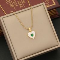 304 Stainless Steel Copper 18K Gold Plated Casual Simple Style Plating Inlay Heart Shape Crystal Shell Jewelry Set main image 4