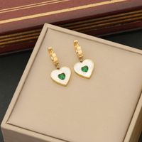 304 Stainless Steel Copper 18K Gold Plated Casual Simple Style Plating Inlay Heart Shape Crystal Shell Jewelry Set main image 5