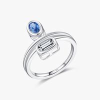 Style Ig Élégant Luxueux Ovale Rectangle Argent Sterling Placage Incruster Zircon Plaqué Rhodium Anneaux sku image 3