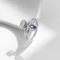 Ig-stil Elegant Luxuriös Oval Rechteck Sterling Silber Überzug Inlay Zirkon Überzogen Mit Rhodium Ringe main image 3