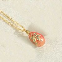 Copper Retro Sweet Flower Enamel Plating Inlay Zircon Pendant Necklace main image 3