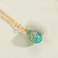 Copper Retro Sweet Flower Enamel Plating Inlay Zircon Pendant Necklace sku image 5