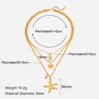 Beach Starfish Conch Shell Stainless Steel Plating Artificial Pearls Layered Necklaces sku image 2