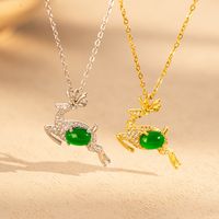 Ig Style Sweet Deer Stainless Steel Plating Inlay Zircon 18k Gold Plated Pendant Necklace main image 6