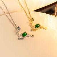 Ig Style Sweet Deer Stainless Steel Plating Inlay Zircon 18k Gold Plated Pendant Necklace main image 4