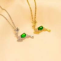 Ig Style Sweet Deer Stainless Steel Plating Inlay Zircon 18k Gold Plated Pendant Necklace main image 5