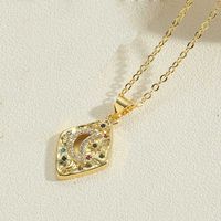Copper Vintage Style Simple Style Geometric Plating Inlay Opal Zircon Pendant Necklace sku image 4