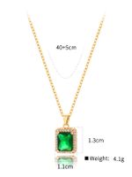 French Style Rectangle Copper Plating Inlay Zircon 18k Gold Plated Pendant Necklace main image 2