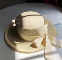 امرأة رعوي أسلوب بسيط اللون الصامد Bowknot طنف كبيرة قبعة من القش main image 6