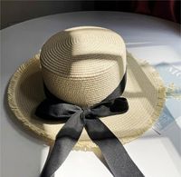 Femmes Pastorale Style Simple Couleur Unie Noeud Papillon Grand Avant-toit Chapeau De Paille main image 3