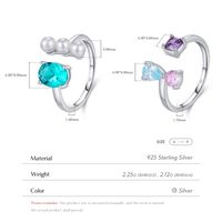 Ig Style Elegant Sweet Round Water Droplets Sterling Silver Epoxy Plating Inlay Artificial Pearls Zircon Rhodium Plated Open Rings main image 2