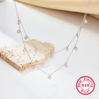 Elegant Glam Luxurious Round Sterling Silver Plating Inlay Zircon White Gold Plated Double Layer Necklaces main image 3