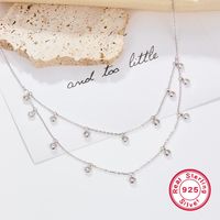 Elegant Glam Luxurious Round Sterling Silver Plating Inlay Zircon White Gold Plated Double Layer Necklaces main image 1
