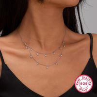 Elegant Glam Luxurious Round Sterling Silver Plating Inlay Zircon White Gold Plated Double Layer Necklaces main image 6