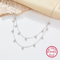 Elegant Glam Luxurious Round Sterling Silver Plating Inlay Zircon White Gold Plated Double Layer Necklaces main image 4