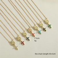 Copper Vintage Style Simple Style Cross Plating Inlay Zircon Pendant Necklace main image 2