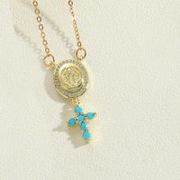 Copper Vintage Style Simple Style Cross Plating Inlay Zircon Pendant Necklace sku image 5
