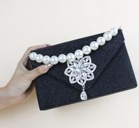 Black Silver Pu Leather Solid Color Square Evening Bags sku image 1