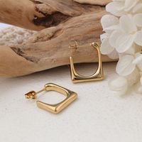 1 Pair IG Style Rectangle Plating 304 Stainless Steel Ear Studs main image 4