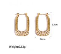 1 Pair Simple Style Geometric Plating Inlay Titanium Steel Pearl 18k Gold Plated Earrings main image 2