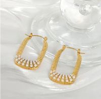 1 Pair Simple Style Geometric Plating Inlay Titanium Steel Pearl 18k Gold Plated Earrings main image 1