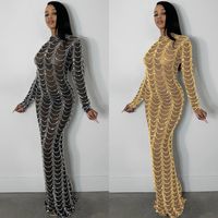 Femmes Robe Fourreau Élégant Style Classique Col Rond Diamant Manche Courte Couleur Unie Maxi Longue Robe Fête Rue main image 1