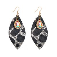 1 Pair Elegant Vintage Style Water Droplets Plating Inlay Pu Leather Alloy Glass Drop Earrings main image 5