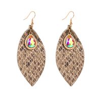 1 Pair Elegant Vintage Style Water Droplets Plating Inlay Pu Leather Alloy Glass Drop Earrings main image 6