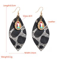 1 Pair Elegant Vintage Style Water Droplets Plating Inlay Pu Leather Alloy Glass Drop Earrings main image 2